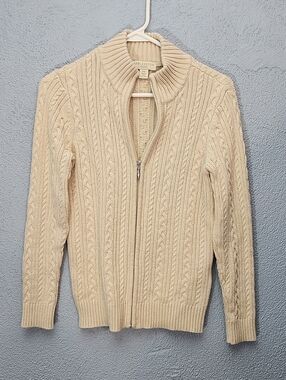 Appleseed's Cream Cable Zip Cardigan